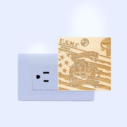 Marine Veteran | Once a Marine - Always a Marine | Artistic Engraved Wooden LED Night Light, NLV0030