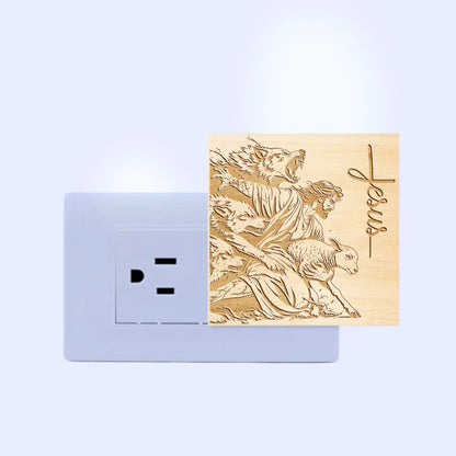 The Good Shepherd Engraved Wooden LED Night Light - NLG0008