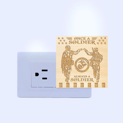 Marine Veteran | Once a Soldier, Always a Soldier | Artistic Engraved Wooden LED Night Light, NLV0018B