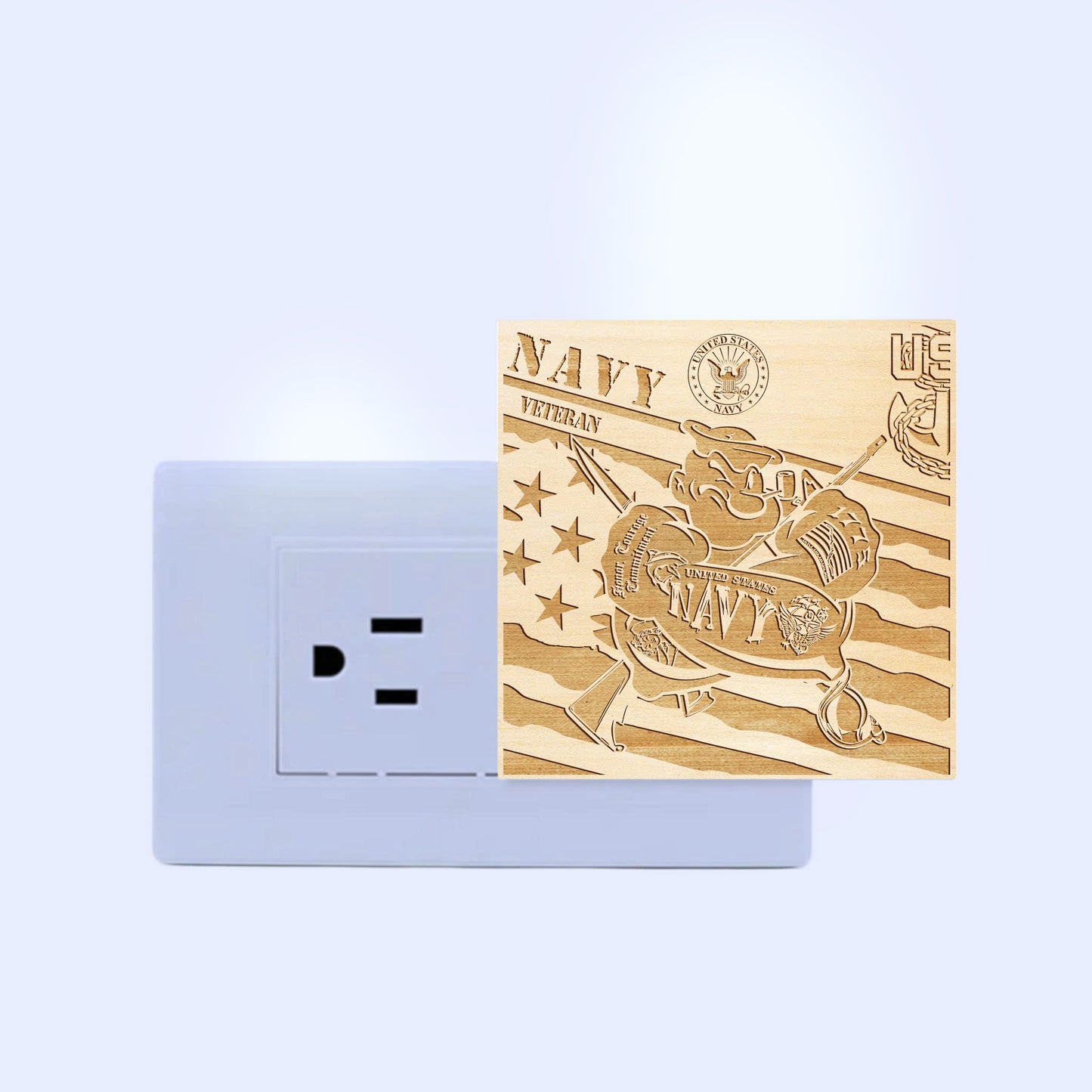Navy Veteran | Special Edition | Artistic Engraved Wooden LED Night Light, NLV0028
