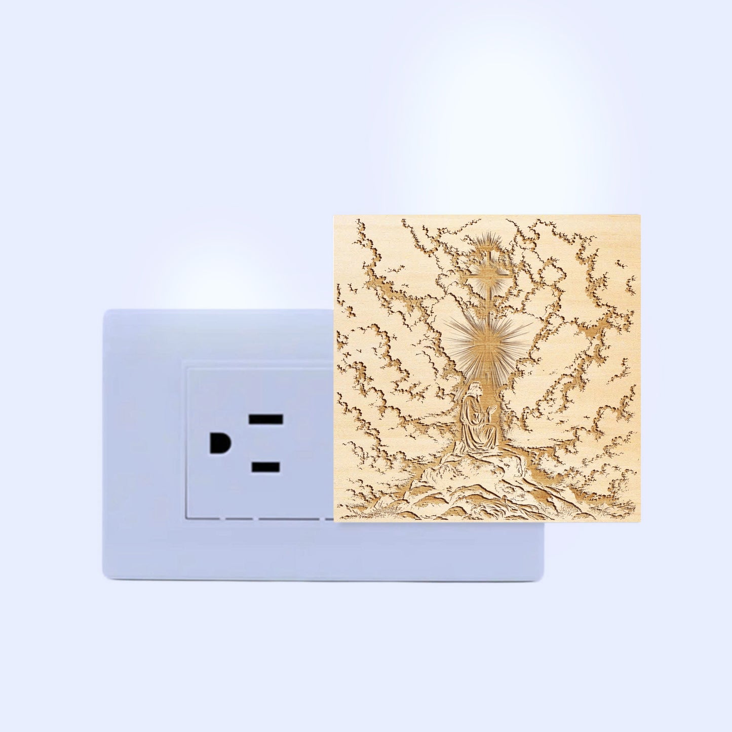 Jesus in Prayer Artisan Engraved Wooden LED Night Light - NLG0015