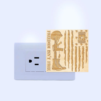 Army Veteran | Freedom Isn't Free | Artistic Engraved Wooden LED Night Light, NLV0032