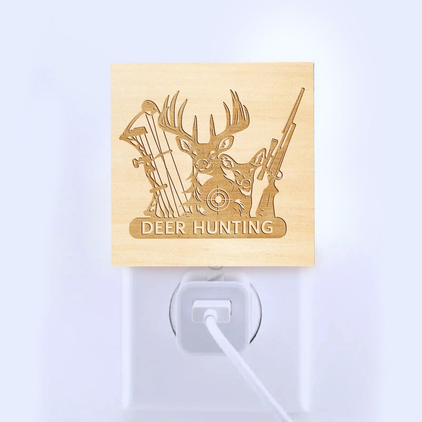 Deer Hunting Engraved Wooden LED Night Light - NLDH0009