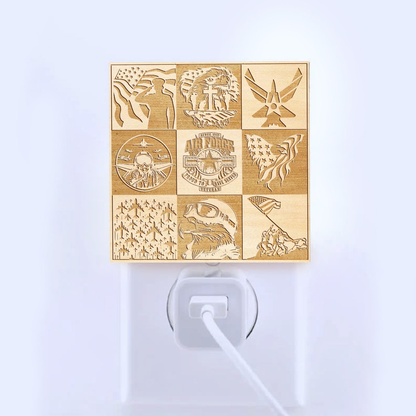 Air Force Veteran | Artistic Engraved Wooden LED Night Light, NLV0022