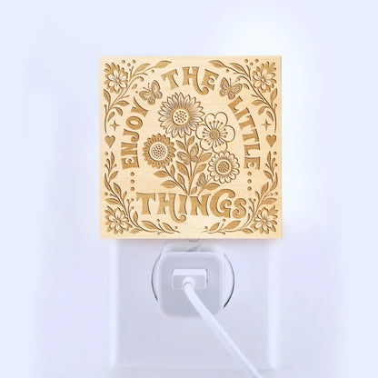 Enjoy The Little Things, Artistic Engraved Wooden LED Night Light, PH0024