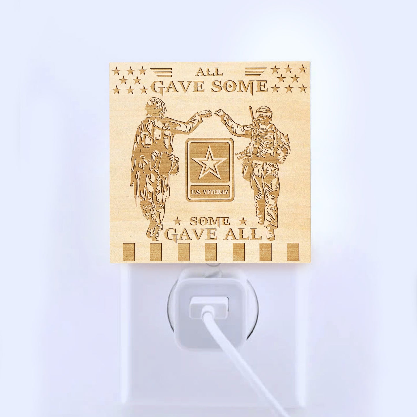 Army Veteran | All Gave Some - Some Gave All | Artistic Engraved Wooden LED Night Light, NLV0021