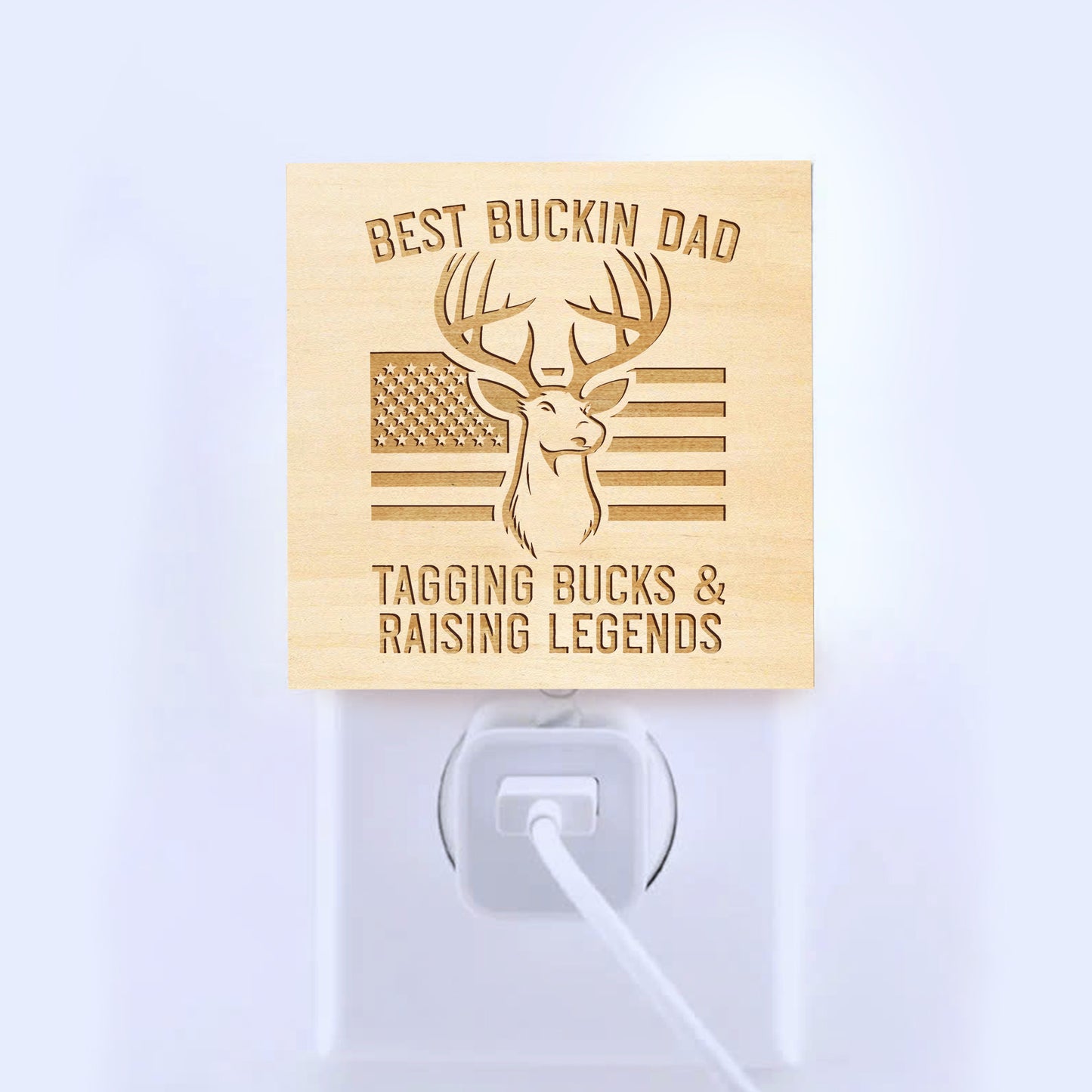 Best Buckin Dad Engraved Wooden LED Night Light - NLDH0008