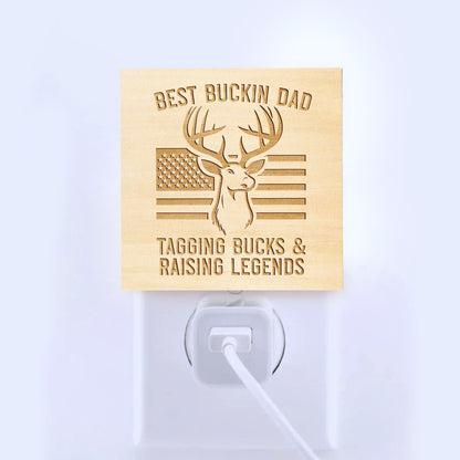 Best Buckin Dad Engraved Wooden LED Night Light - NLDH0008