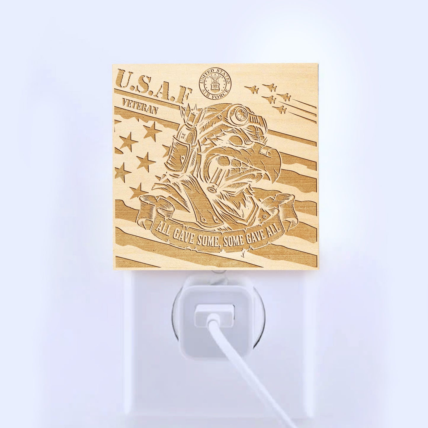 Air Force Veteran | All Gave Some - Some Gave All | Artistic Engraved Wooden LED Night Light, NLV0027
