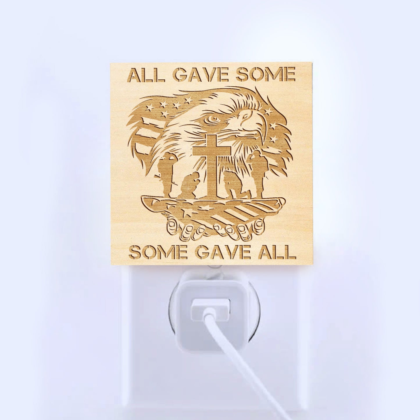 All Gave Some - Some Gave All Engraved Wooden LED Night Light, NLV0003
