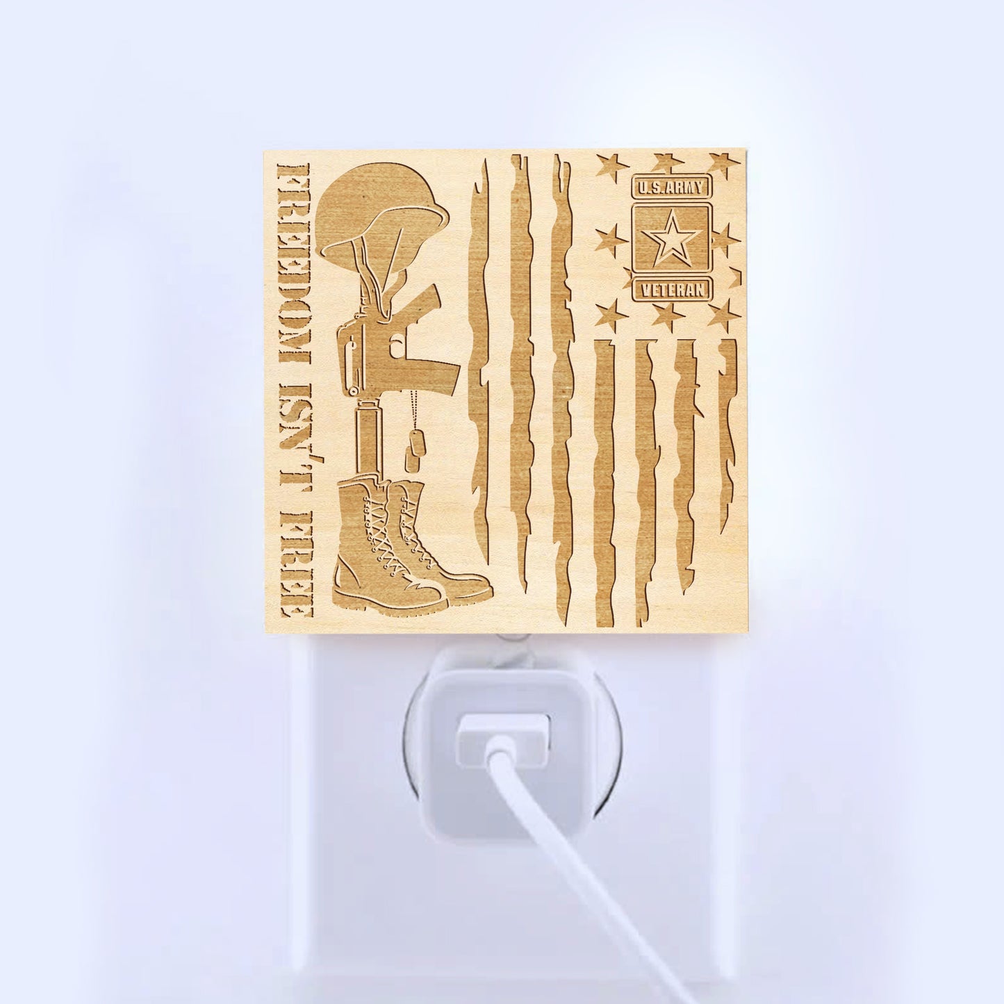 Army Veteran | Freedom Isn't Free | Artistic Engraved Wooden LED Night Light, NLV0032