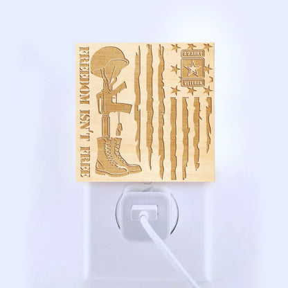 Army Veteran | Freedom Isn't Free | Artistic Engraved Wooden LED Night Light, NLV0032
