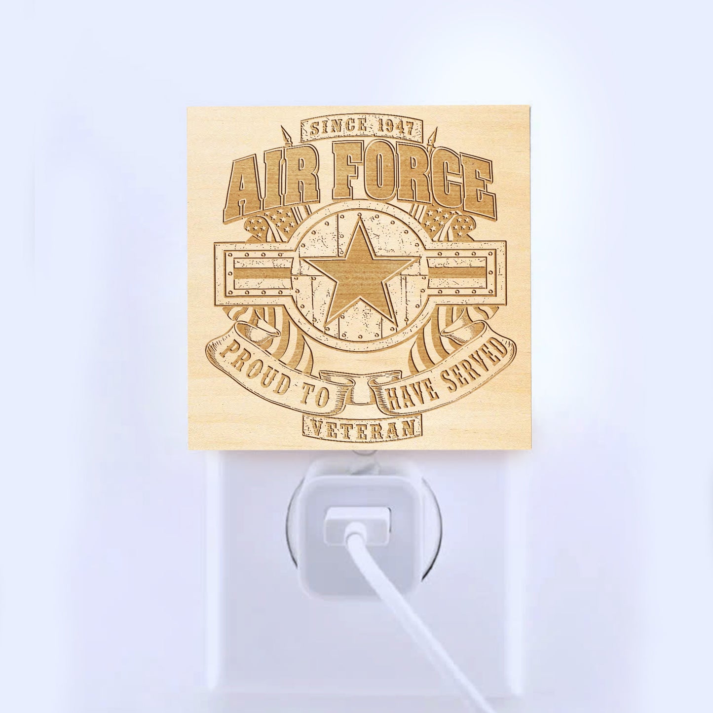 Air Force Veteran Special Edition | Engraved Wooden LED Night Light, NLV0017