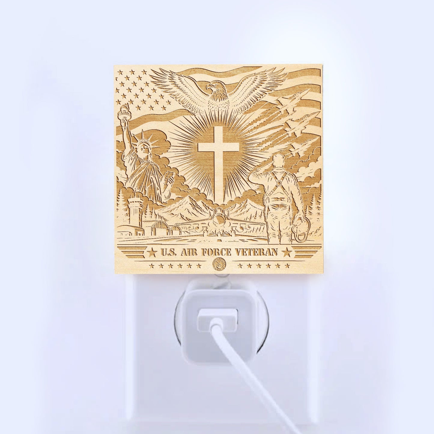 Air Force Veteran | Special Edition | Artistic Engraved Wooden LED Night Light, NLV0035