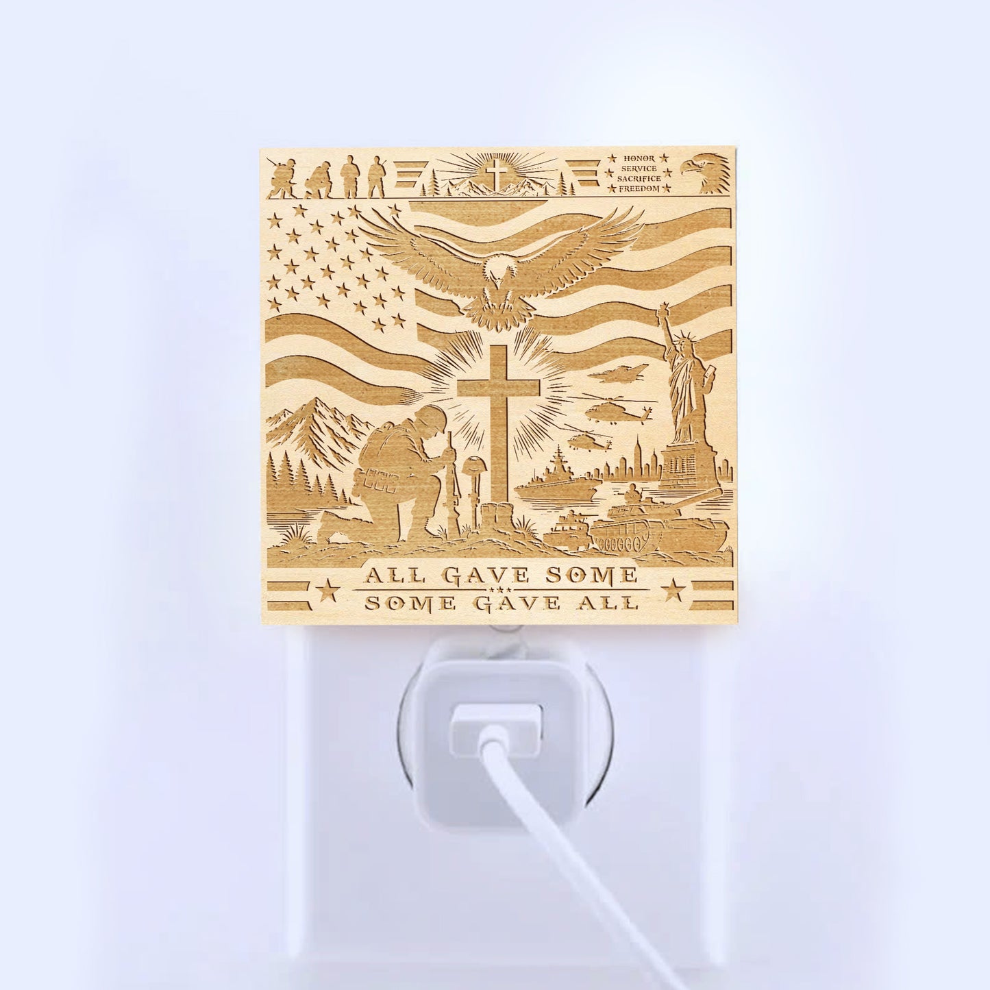 All Gave Some - Some Gave All | Artistic Engraved Wooden LED Night Light, NLV0036A