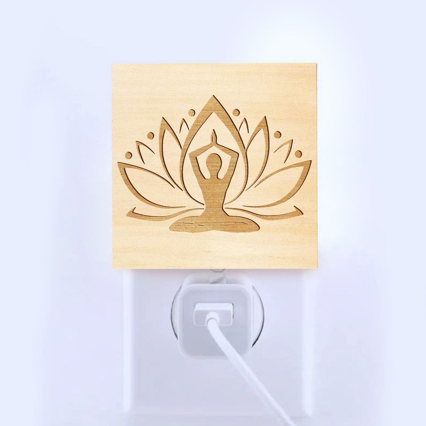 Lotus Peace Yoga Lover Engraved Wooden LED Night Light - NLYG0006
