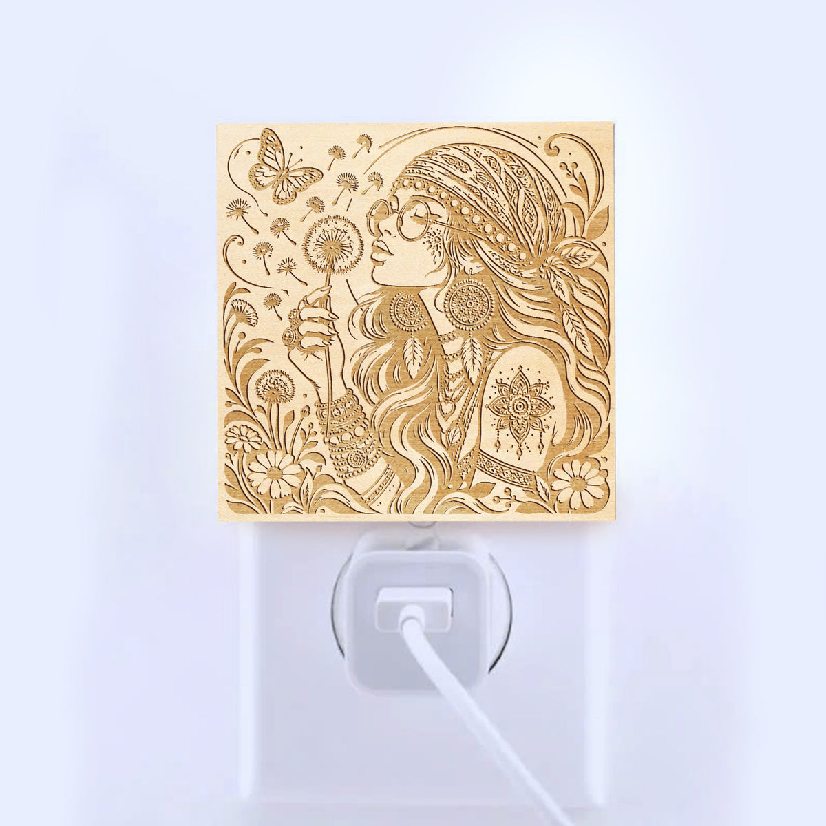 Free Spirit, Artistic Engraved Wooden LED Night Light, PH0028