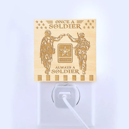 Army Veteran | Once a Soldier, Always a Soldier | Artistic Engraved Wooden LED Night Light, NLV0018A