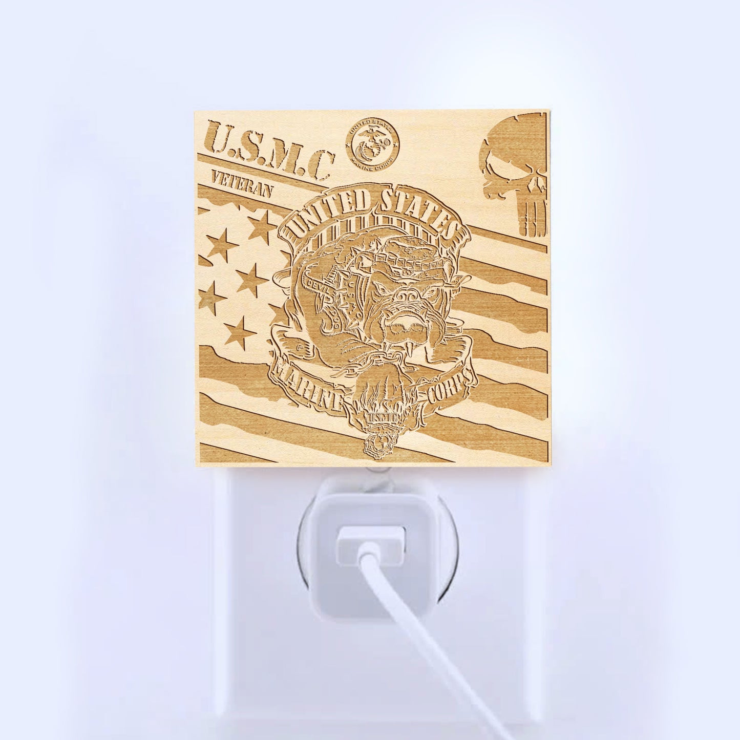 Marine Veteran | Special Edition | Artistic Engraved Wooden LED Night Light, NLV0029