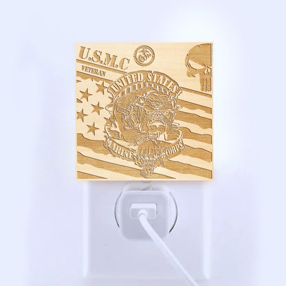 Marine Veteran | Special Edition | Artistic Engraved Wooden LED Night Light, NLV0029