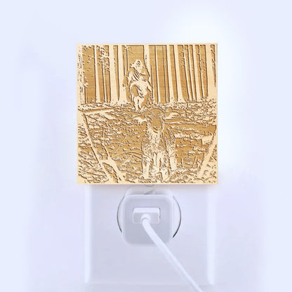 He Left The 99 To Find Me, Artisan Engraved Wooden LED Night Light - NLG0019