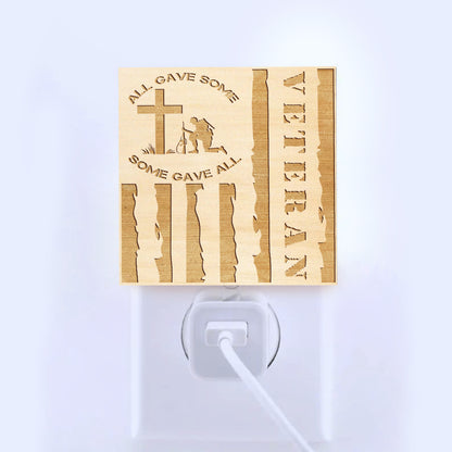 U.S VETERAN, All Gave Some - Some Gave All Engraved Wooden LED Night Light, NLV0005