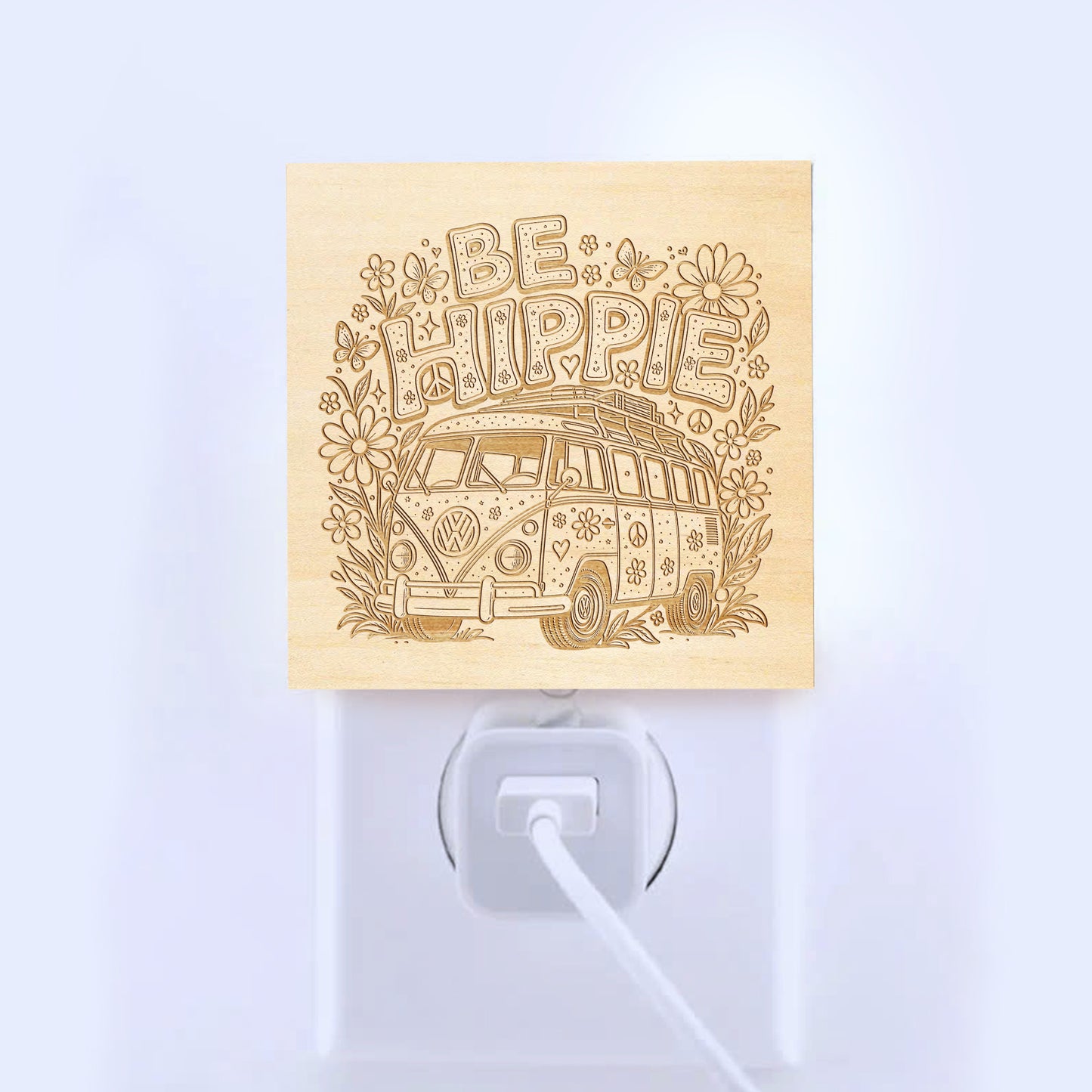 Be Hippie | Artistic Engraved Wooden LED Night Light | HP0002