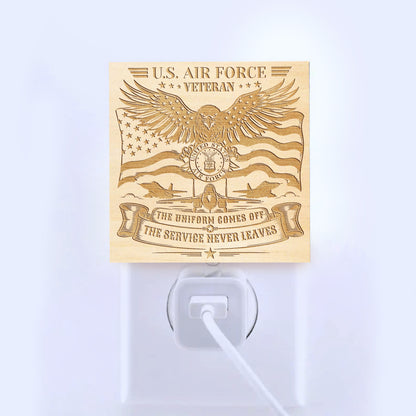 Air Force Veteran | The Uniform Comes Off - The Service Never Leaves | Artistic Engraved Wooden LED Night Light, NLV0033