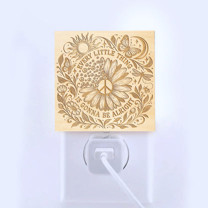 Every Little Thing is Gonna Be Alright, Artistic Engraved Wooden LED Night Light, PH0018