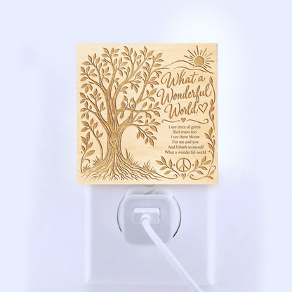 A Wonderful World – Cardinal & Love, Artistic Engraved Wooden LED Night Light, PH0023