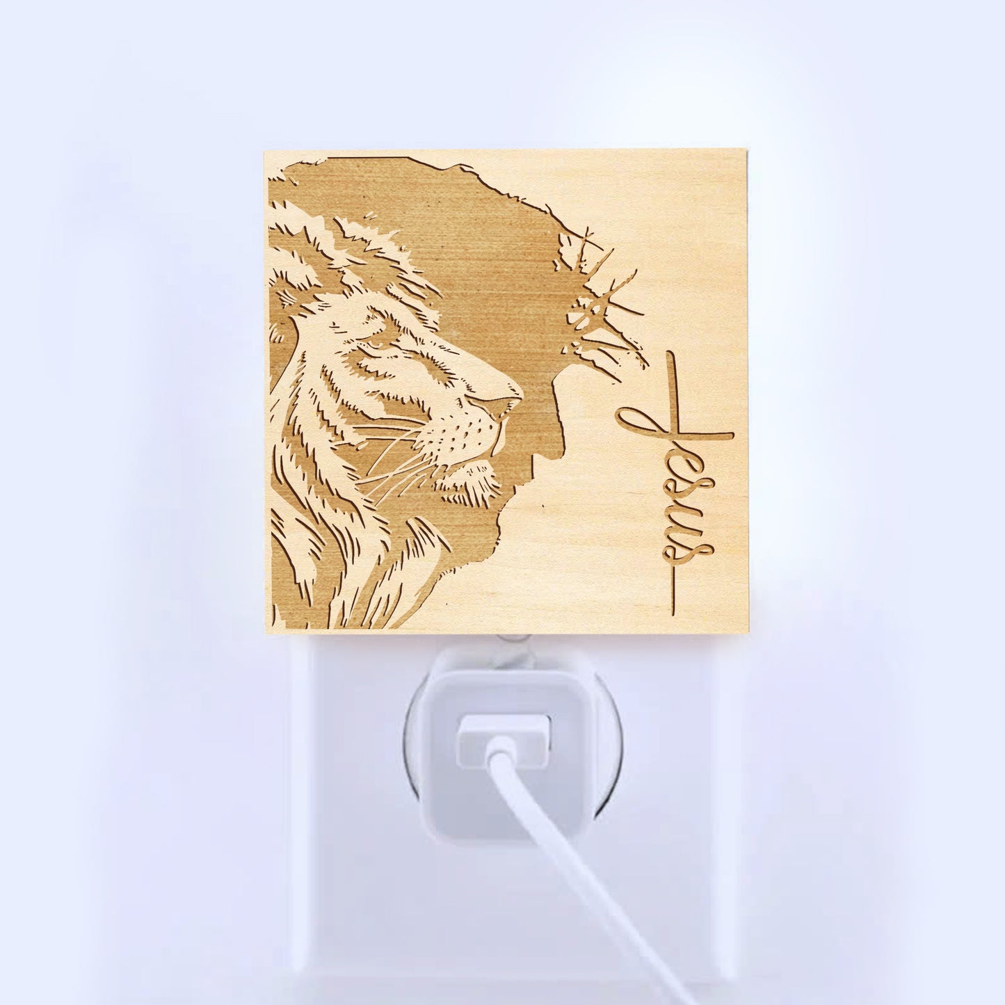 Lion of Judah Engraved Wooden LED Night Light - NLG0009