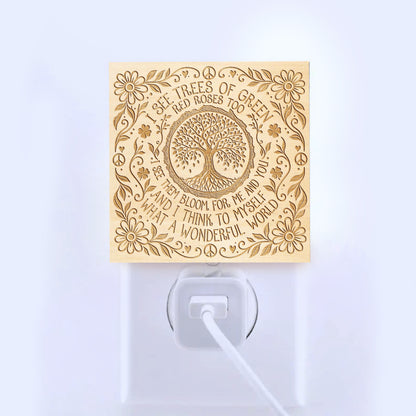 What a Wonderful World, Artistic Engraved Wooden LED Night Light, PH0022