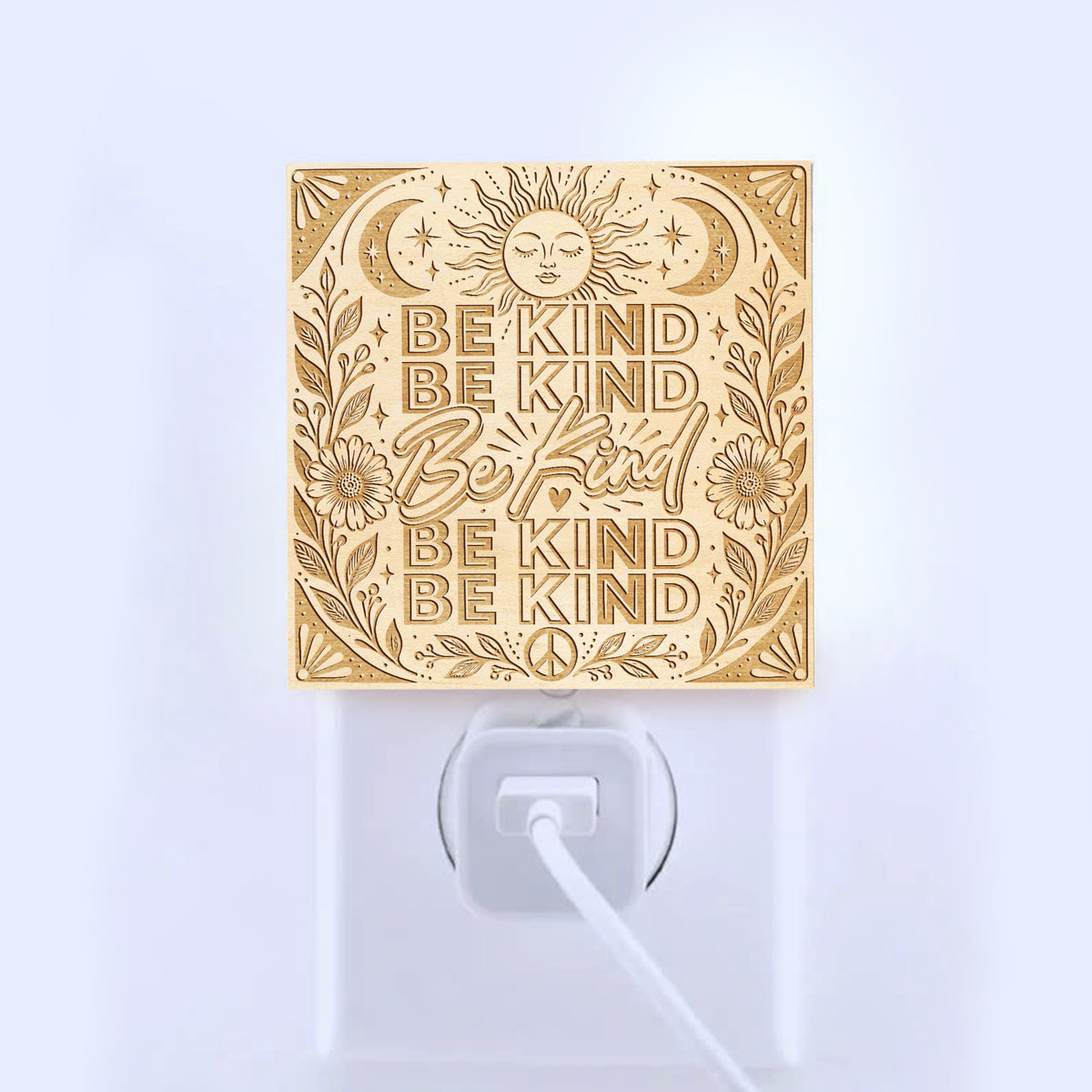 BE KIND, Artistic Engraved Wooden LED Night Light, PH0012