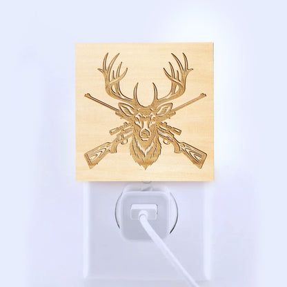 Deer Hunting Engraved Wooden LED Night Light - NLDH0005