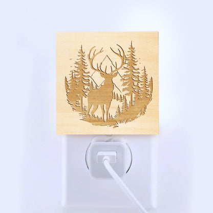 Deer Hunting Engraved Wooden LED Night Light - NLDH0002