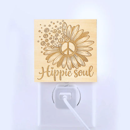 Hippie Soul, Artistic Engraved Wooden LED Night Light, PH0025