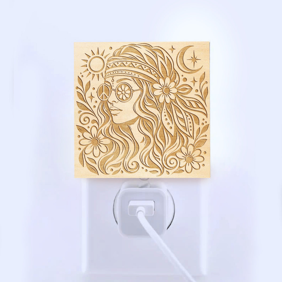 Free Spirit, Artistic Engraved Wooden LED Night Light, PH0027