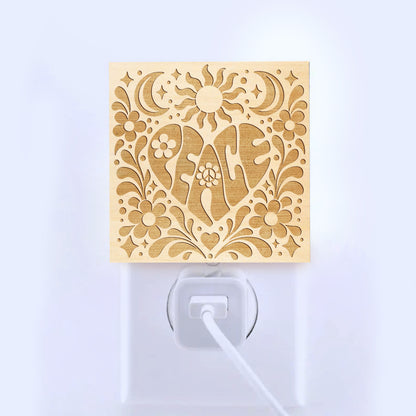 PEACE, Artistic Engraved Wooden LED Night Light, PH0015