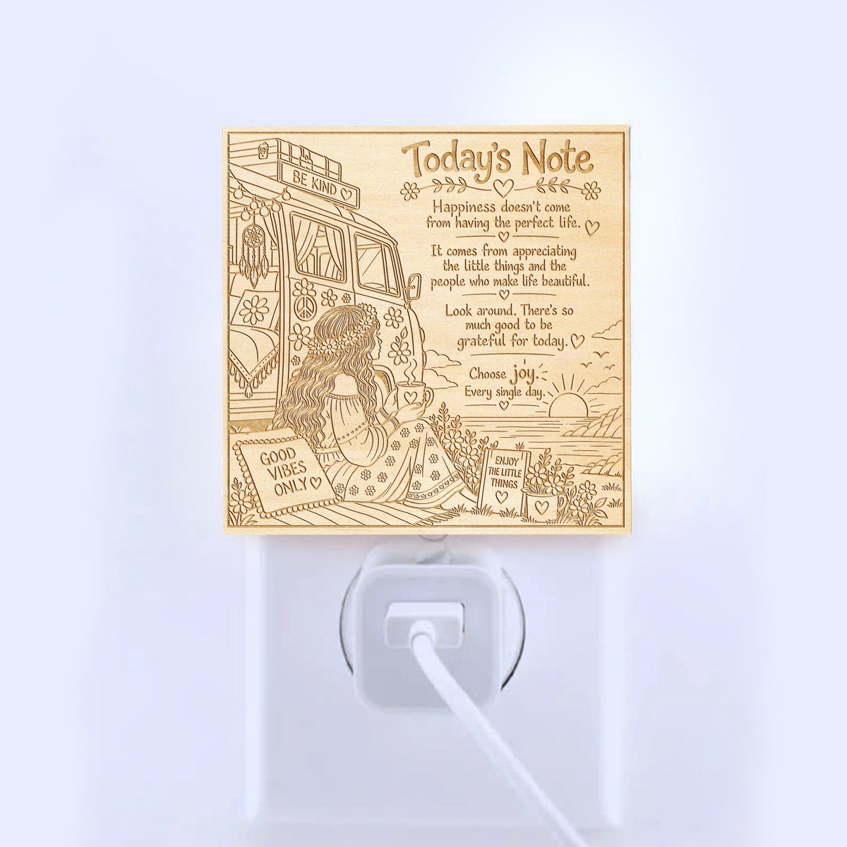 Today's Note | Artistic Engraved Wooden LED Night Light | HP0020