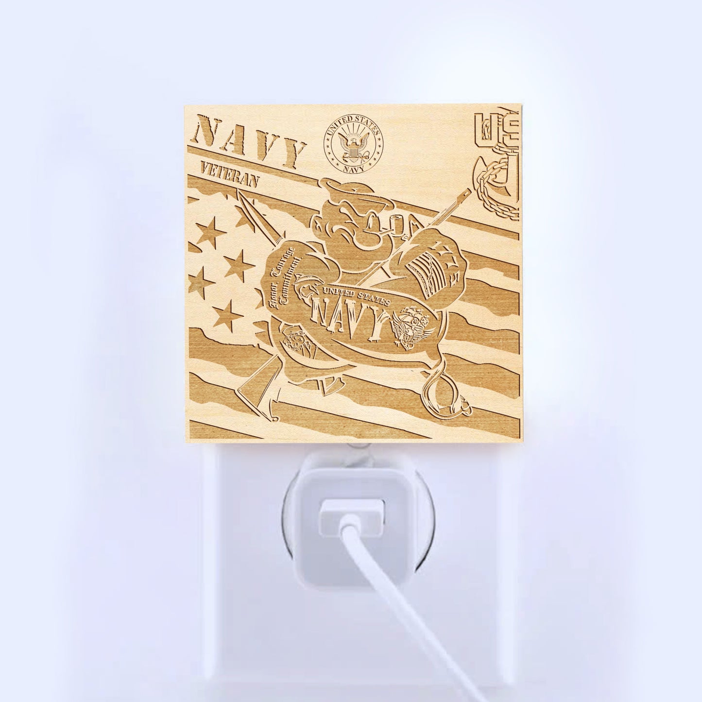 Navy Veteran | Special Edition | Artistic Engraved Wooden LED Night Light, NLV0028