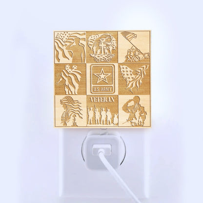 Army Veteran | Artistic Engraved Wooden LED Night Light, NLV0020