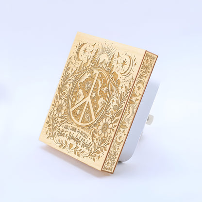 And I Think to Myself What a Wonderful World, Artistic Engraved Wooden LED Night Light, PH0014