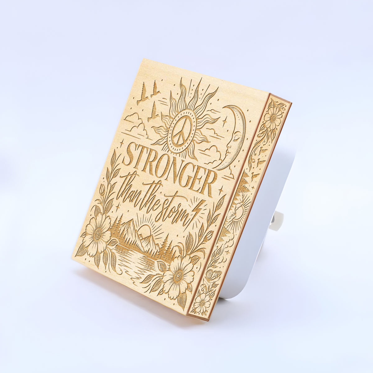 STRONGER Than The Storm, Artistic Engraved Wooden LED Night Light, PH0019