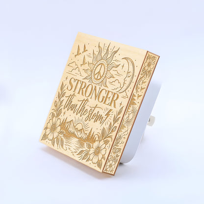 STRONGER Than The Storm, Artistic Engraved Wooden LED Night Light, PH0019