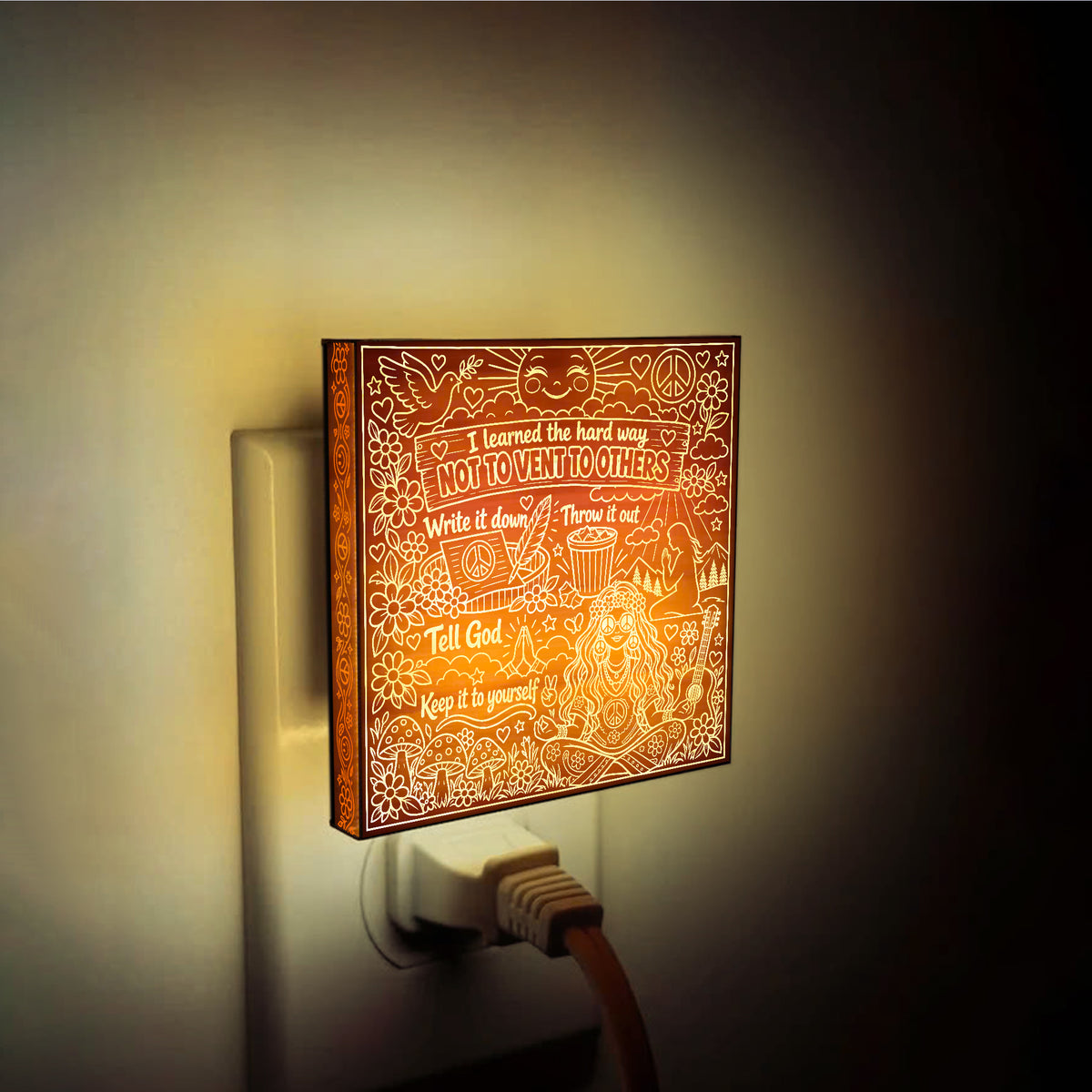 Not To Vent To Others | Artistic Engraved Wooden LED Night Light | HP0019