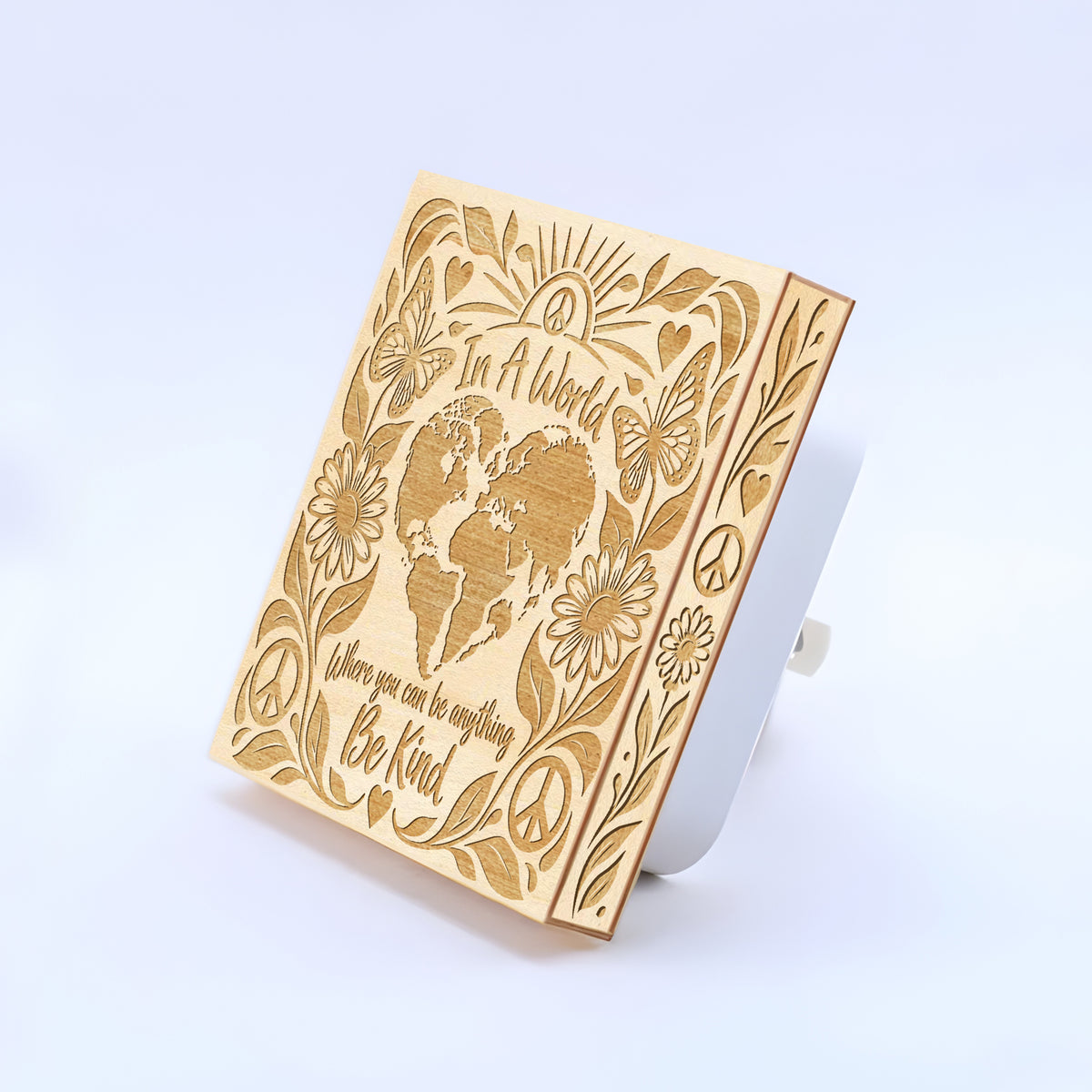 In A World Where You Can Be Anything, Be Kind - Artistic Engraved Wooden LED Night Light, PH0026