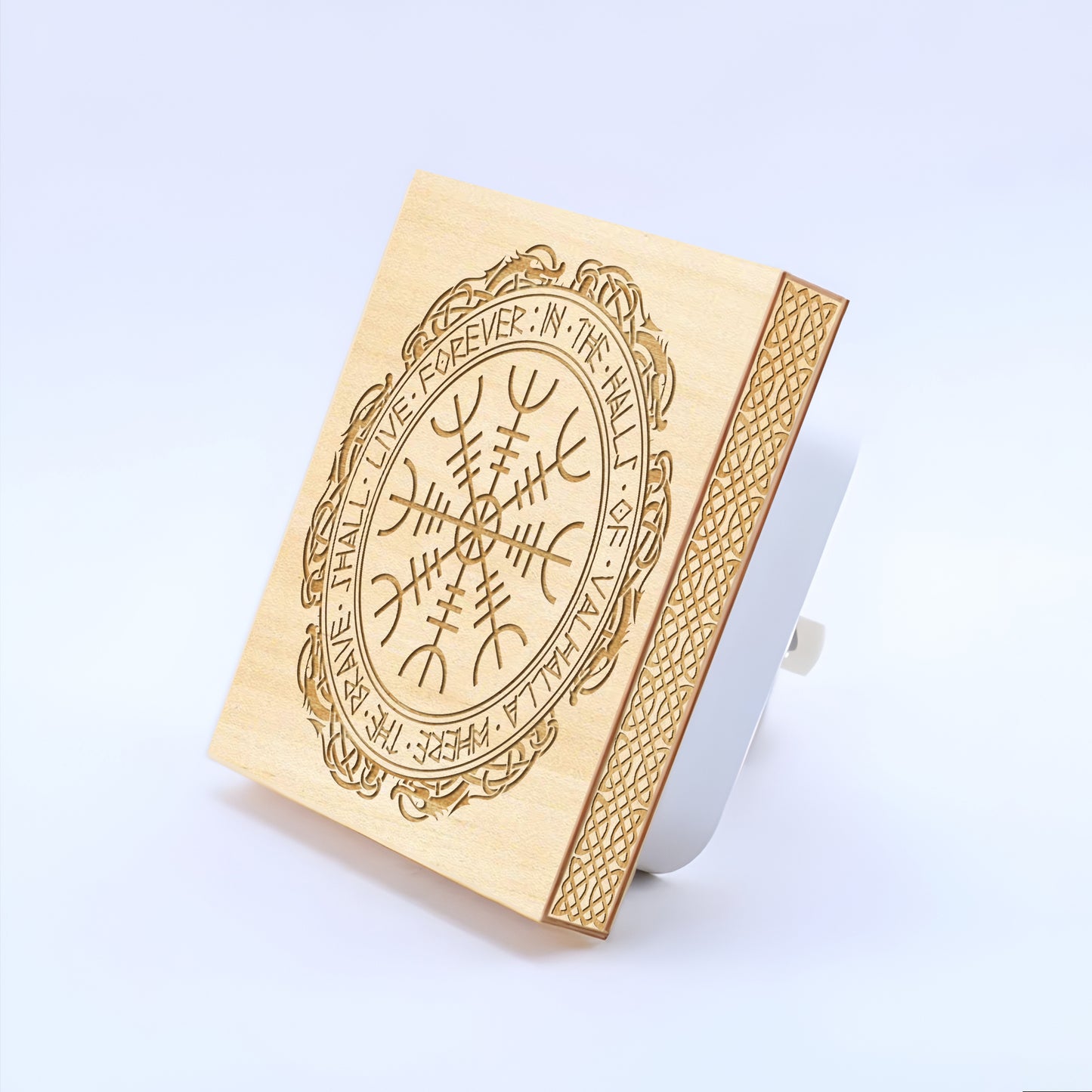 The Brave Shall Live Forever in the Halls of Valhalla, Engraved Wooden LED Night Light - NLVK0001