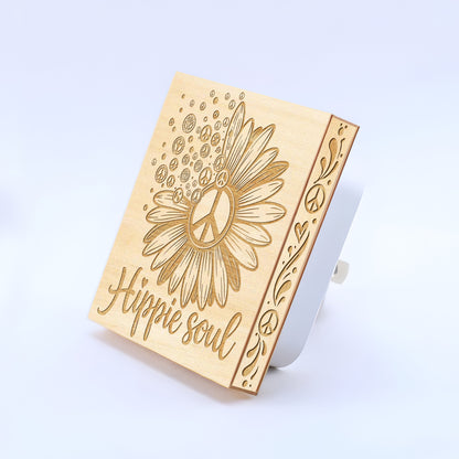 Hippie Soul, Artistic Engraved Wooden LED Night Light, PH0025
