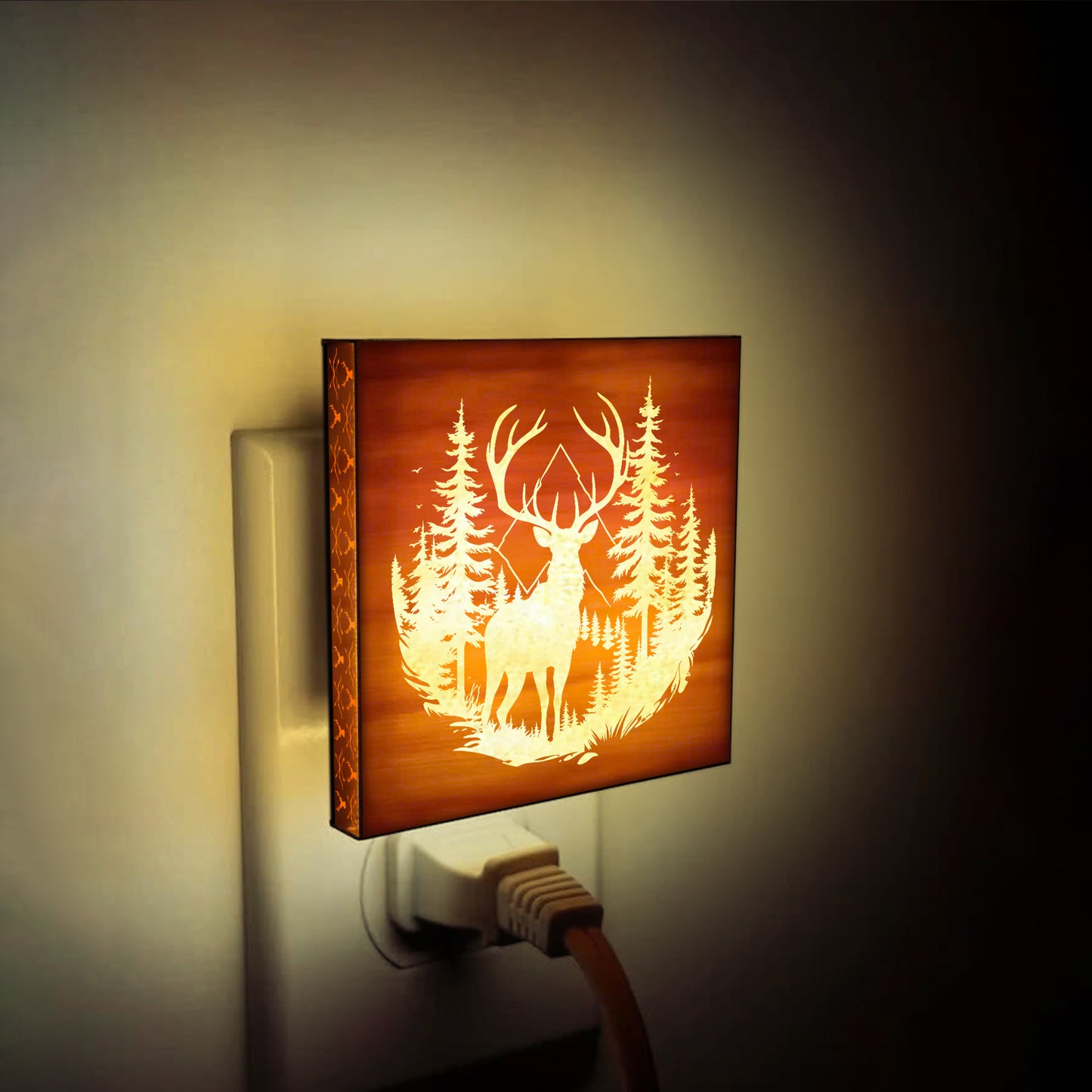 Deer Hunting Engraved Wooden LED Night Light - NLDH0002