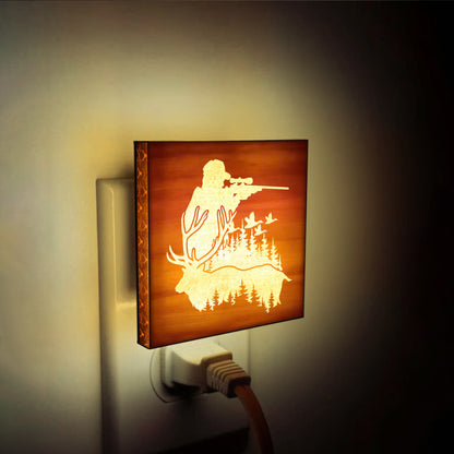 Deer Hunting Engraved Wooden LED Night Light - NLDH0001